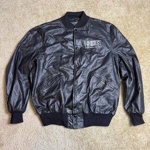 Vintage 80s Butwin Leather Jacket Mens L Black GM Goodwrench Union Made in USA